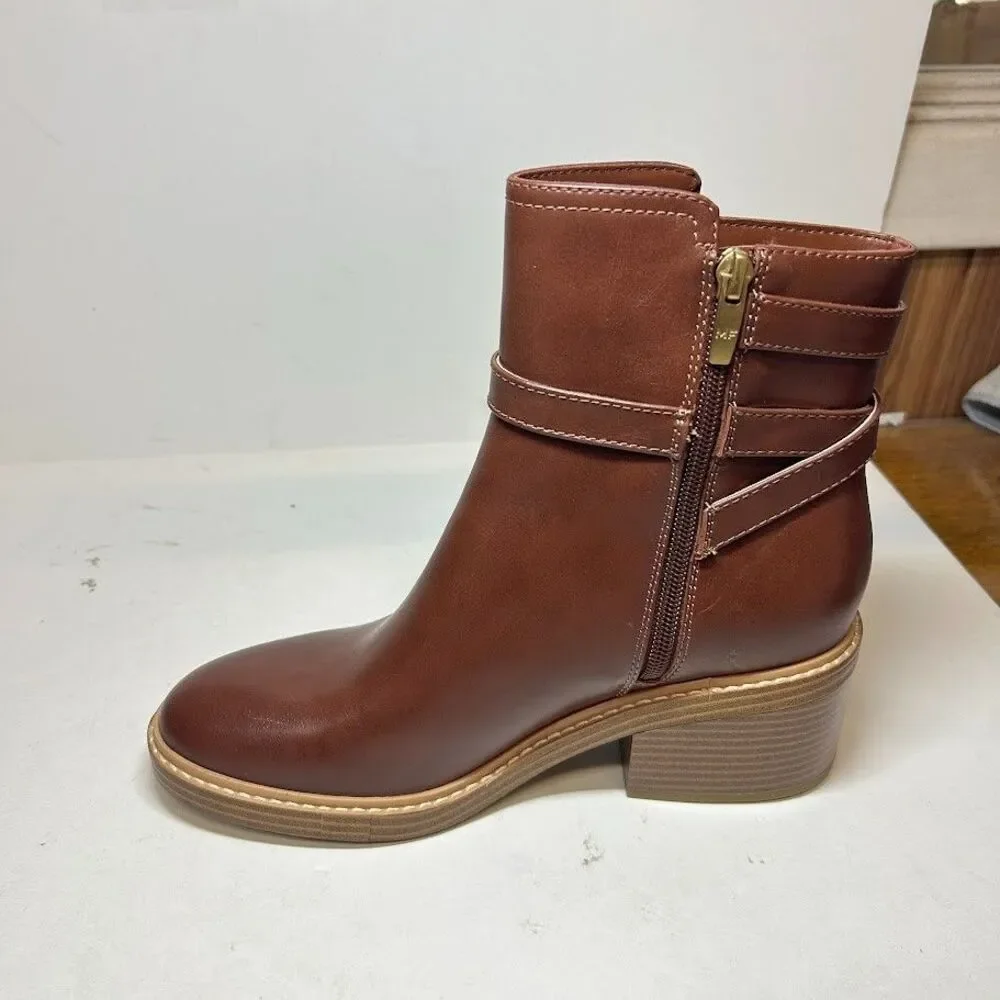 Marc Fisher Womens 7 M Dark Brown Marieta Faux Leather Ankle Booties DISPLAY RJ9